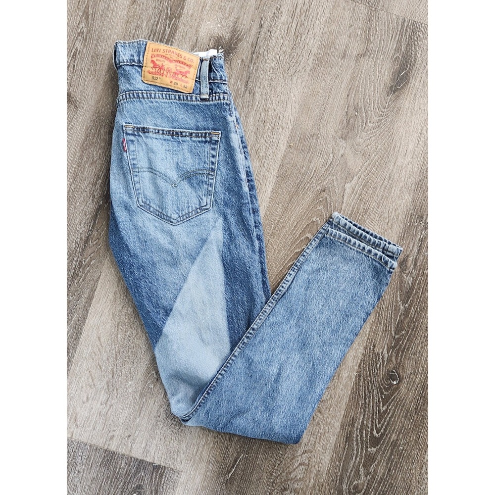 Levis 512 Slim Taper Jeans Two Tone Light Wash Blue Denim W28 L32 High Rise